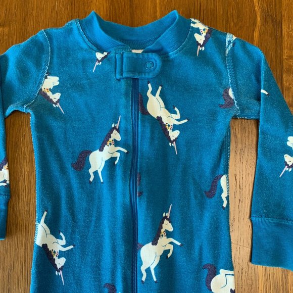 HANNA ANDERSSON Zip Unicorn Pajamas 18-24 80cm Organic Cotton Footed Sleeper PJs - Picture 3 of 8